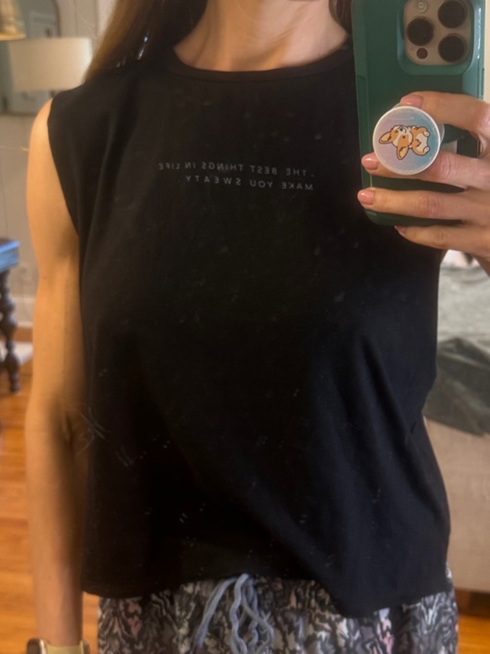 Women’s Black Sleeveless Crop Tank Top “the best things in life make you sweaty”